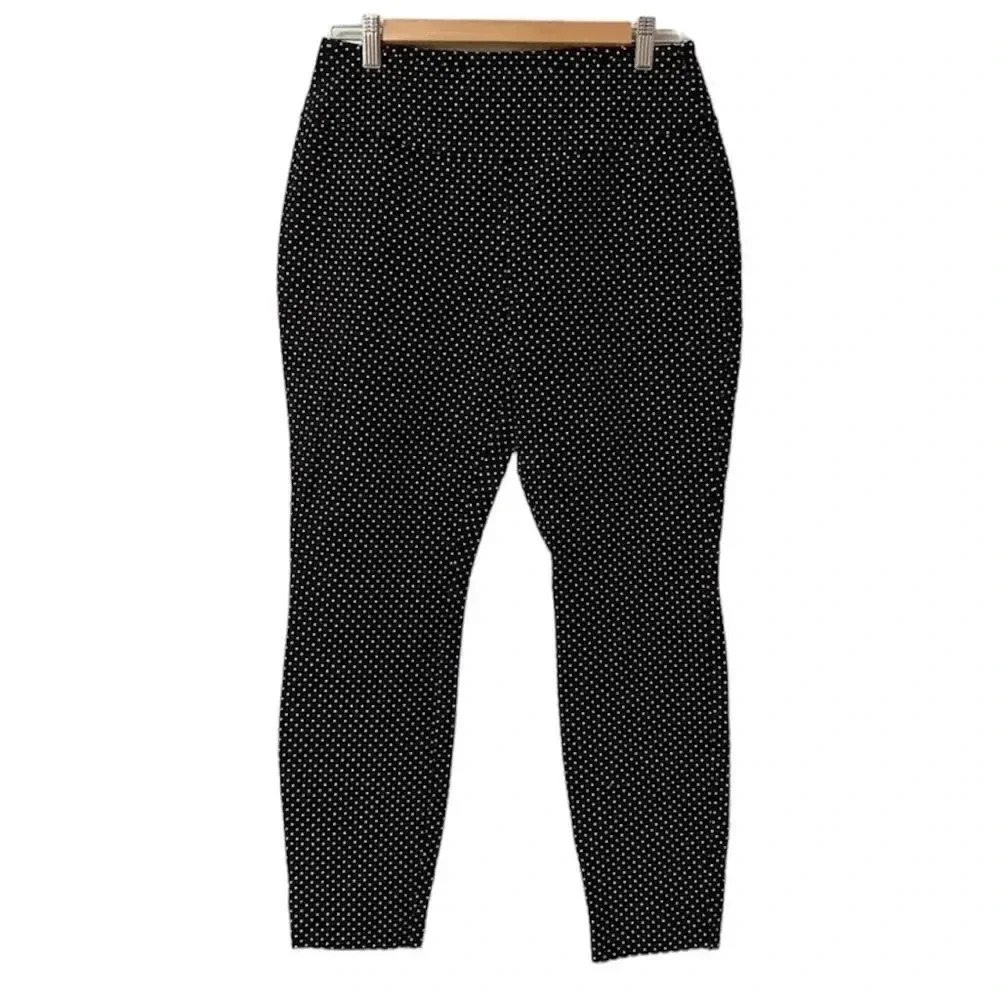 CAbi Seaside Trouser Pants Size 6 Black White Polka Dot Crop Stretch